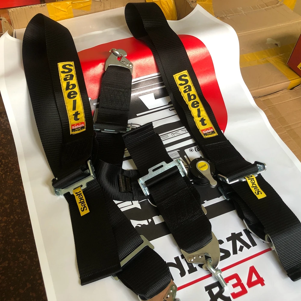 

JDM Sabelt Universal 3Inch 4 Point Racing Quick Release Seat Belt Harness 3" Rally Drift Car 4 Point Sabelt Belts Safety Harness