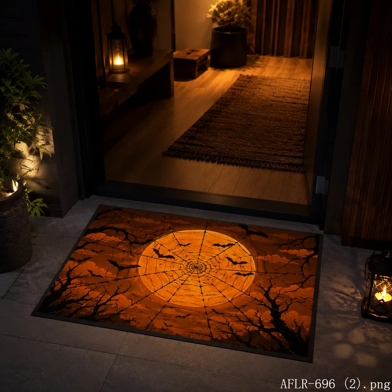 VIKAMA Halloween Entryway Mat, Soft Non-Slip Rug, Spooky Indoor Outdoor Carpet, Festive Floor Decor, Scary Door Mat, Home Decor
