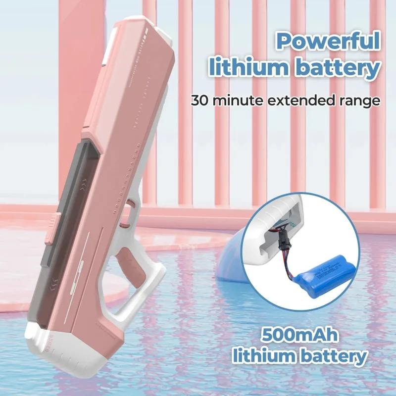 Pistola de agua eléctrica de alta presión para niños, juguetes de verano para exteriores, playa, piscina, juegos de lucha, absorción automática, ráfagas de agua