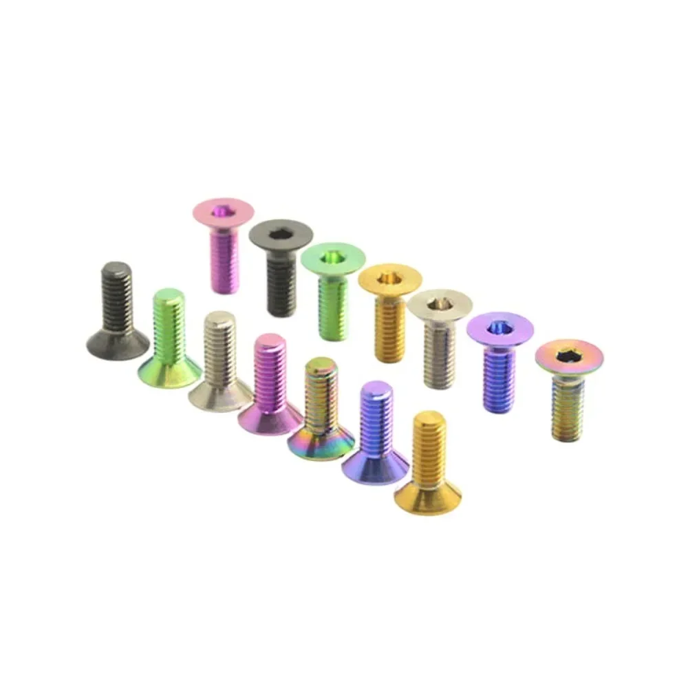 Guangluo 5pcs/lot Purple Green Golden M3 X 4 5 6 8 10 12 14 15 16 18 20 Mm Tc4 Gr5 Alloy Screws Flat Countersunk Hex Scoket