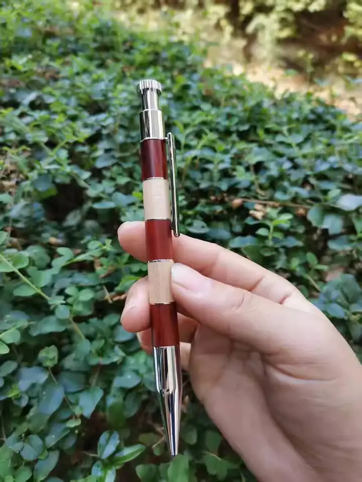 High-Value Press Type  Solid Wood Gel Pen,Signature Pen Walnut Rosewood Maple Heavy Feel G2 Refill 05/0.7mm Black