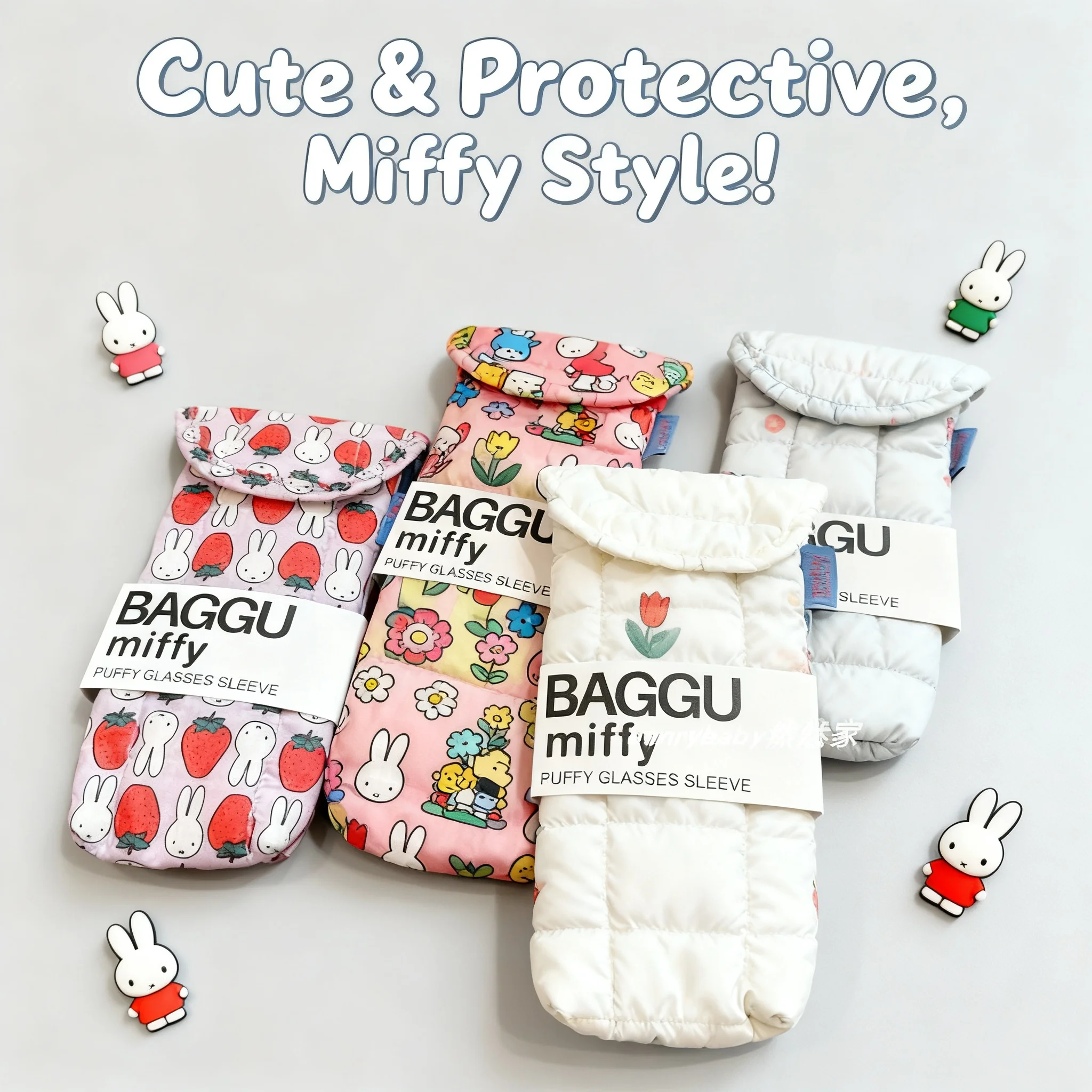 Sac de rangement magnétique pour lunettes Miffy, lapin de dessin animé, sac de protection pour lunettes de soleil Kawaii, cadeau mignon