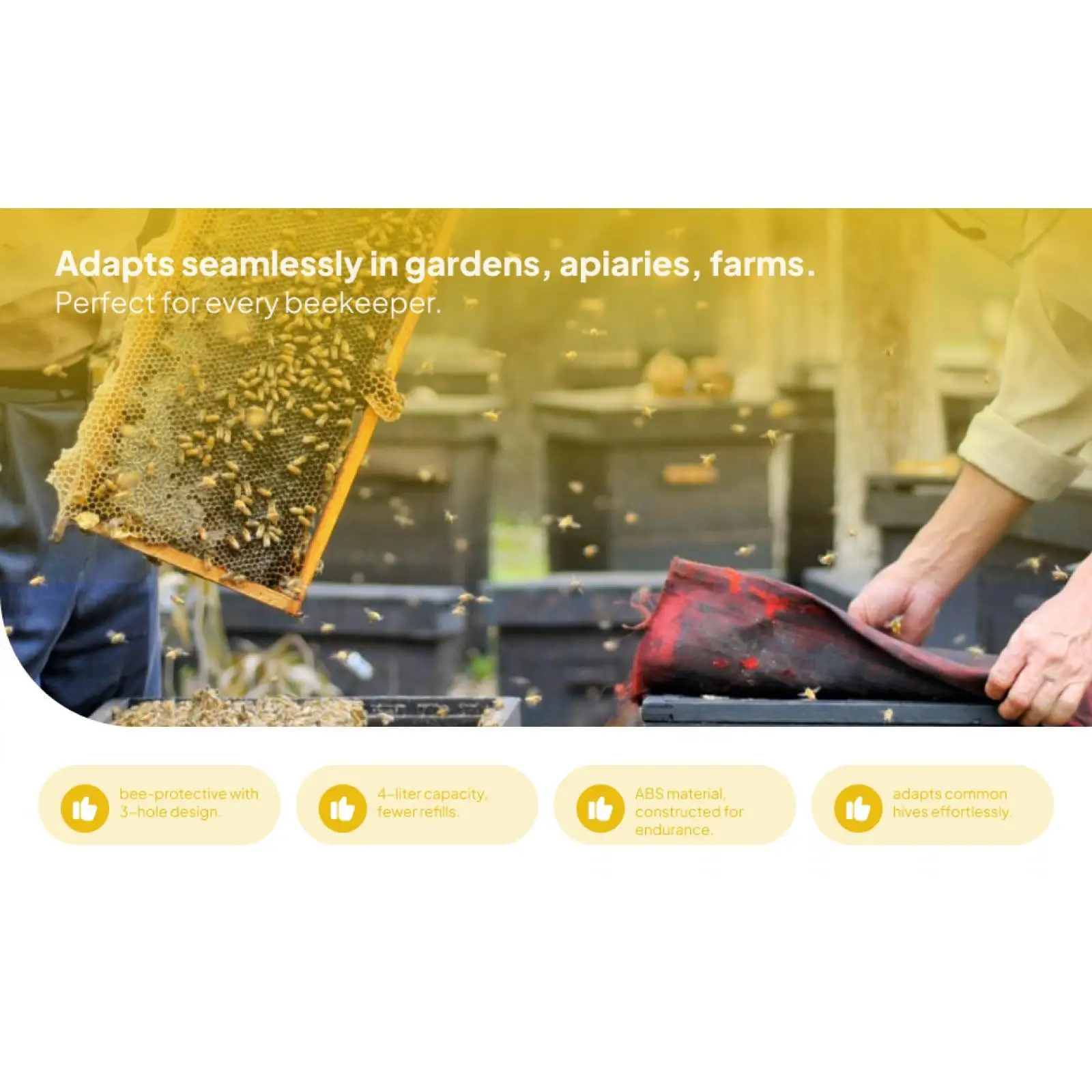 

Пластиковая поилка для пчелиных рамок с 3 отверстиями, инновационное оборудование для пчеловодства, для использования на улице