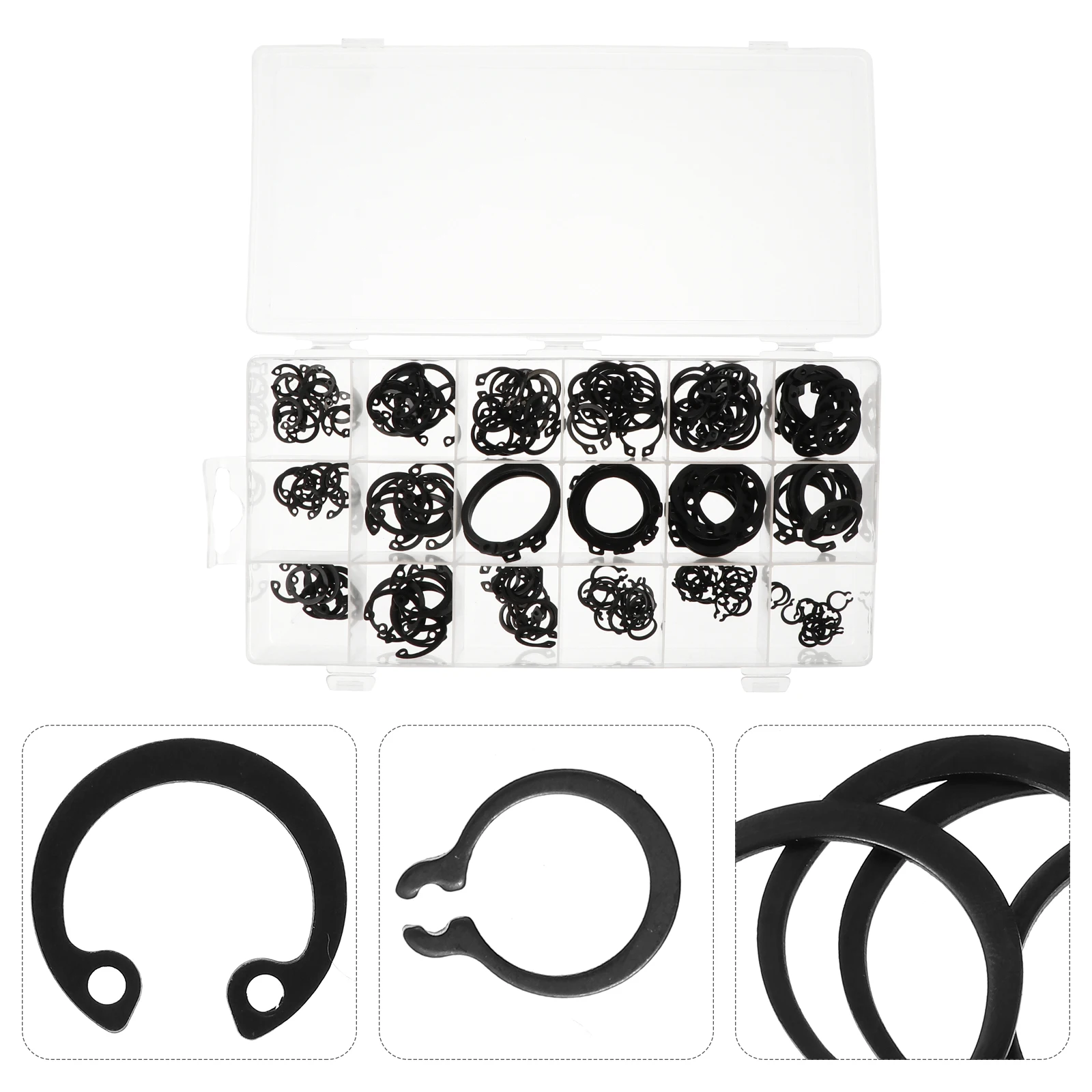 

225 Pcs Snap Ring Circlip Retaining Clip External Steel C Clamp Set for Shaft Groove Bearings Gears Pulleys Automotive