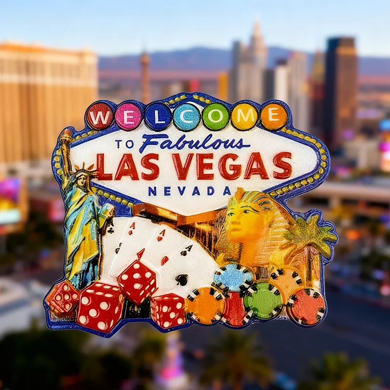 

American tourist souvenirs, Las Vegas, gambling city, kitchen home decorations, 3D magnetic fridge stickers