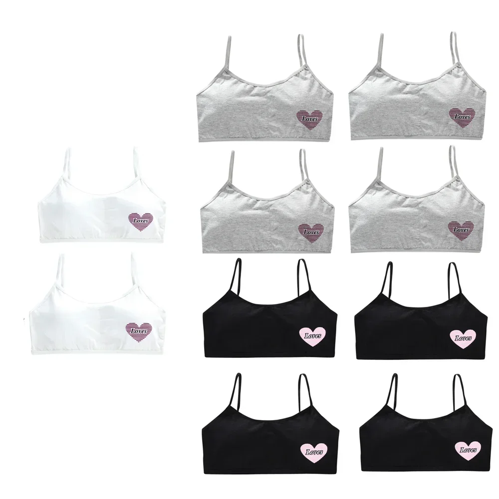 3PC Letter Sport Young Girls Bra Cute Cotton Topic Teenage Training Underwear Natural Sling Fahsion Vest 5 Colors