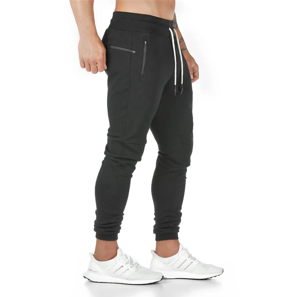 

Black Casual Pants Men Cotton Slim Joggers Sweatpants Autumn Training Trousers Male Gym Fitness Bottoms Running Sport Trackpants