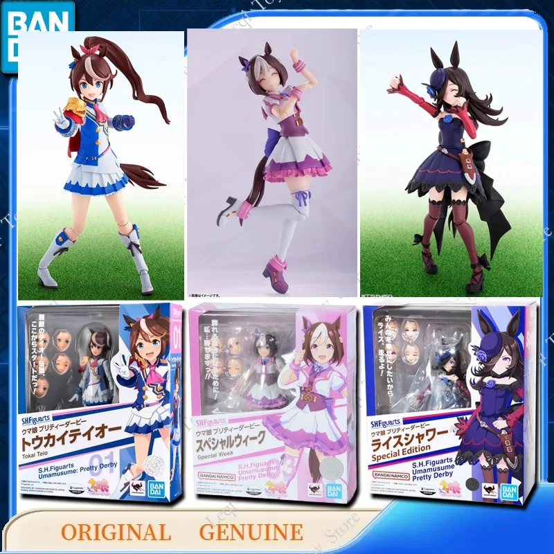 バンダイ本物の SHF ウマ娘プリティーダービー特別週間ライスシャワー Tokai Teio アクションアニメフィギュアおもちゃギフトモデル装飾品
