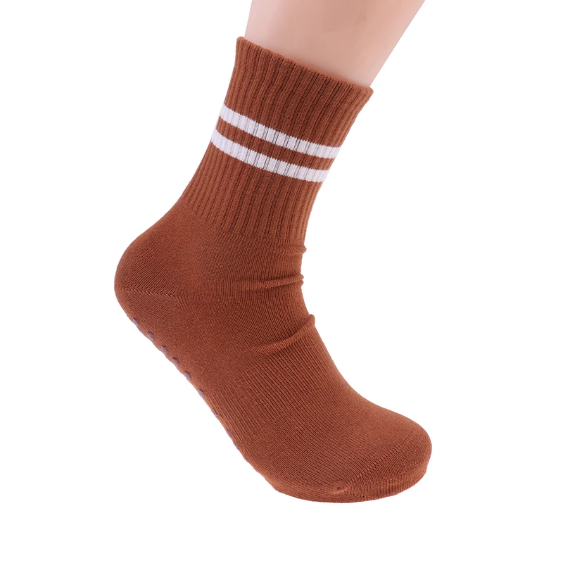 

New Cotton Breathable Mid-calf Yoga Socks Solid Color Striped Anti-slip Sports Socks Pilates Socks Dance Fitness Training Socks