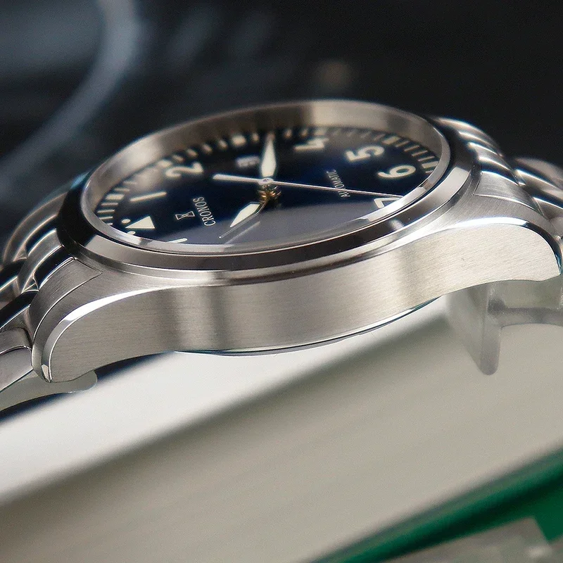 Cronos 39mm Watch For Men Pilot Flieger SW200 Movement Mechanical BGW-9 Super Lum Domed Sapphire Crystal 100M Waterproof L6012