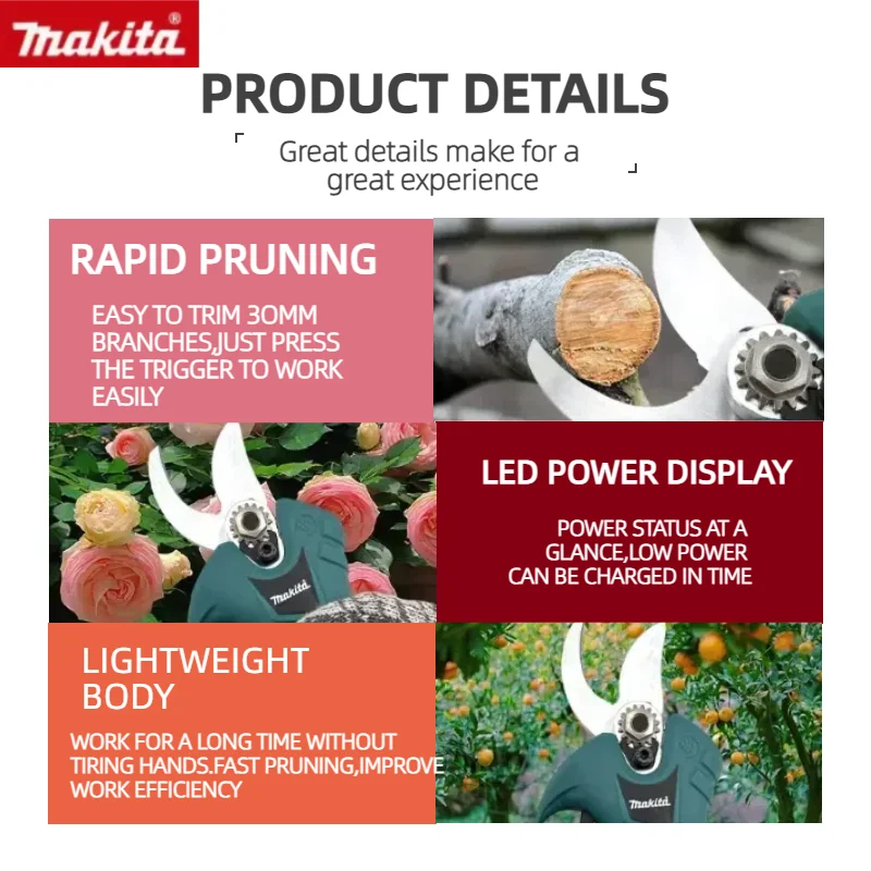 ماكيتا مقص كهربائي لاسلكي أدوات تدريبات احترافية لاسلكية أدوات تقليم الحدائق الكهربائية