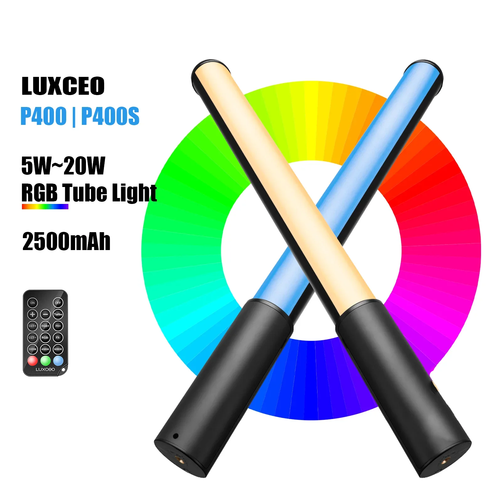 

LUXCEO P400 P400S Световая трубка Ручная RGB-палочка Светодиодная красочная лампа для фото-видео 2500K-6500K для студийного фото-видеоблога
