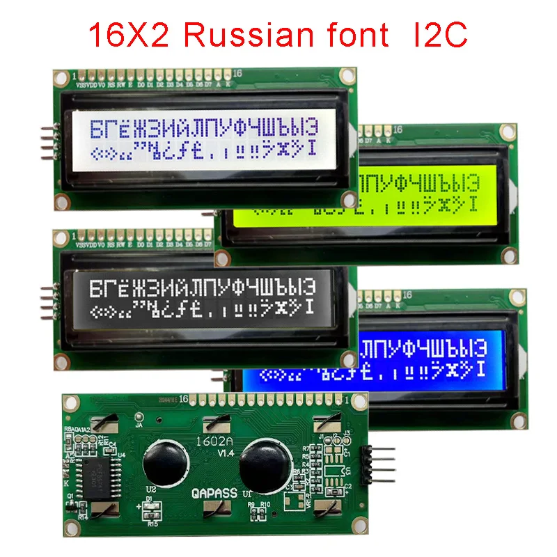 16x2 1602 Русский цириллический язык шрифта ЖК-дисплей Модуль IIC I2C Интерфейс Синий Зеленый Белый Серый Черный FSTN Экран PCF8574A