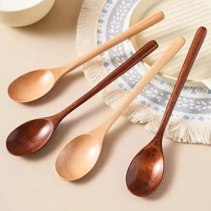 6pcs Wooden Spoon Tableware Kitchen Cooking Utensil Tools Soup Tea Spoon Catering Cooking Tool Coffee Soup Teaspoon Honey Spoon