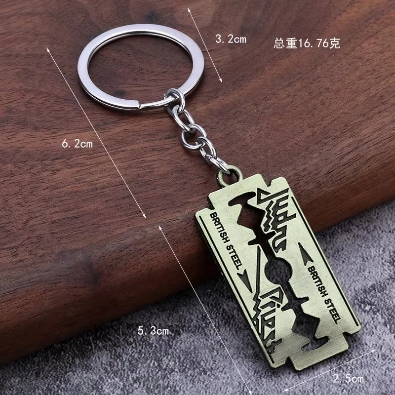 Fashion Hip Hop Music Band Judas Priest Keychain Razor Shape Pendant For Men Women Chain Necklace Friendship Gift Jewelry