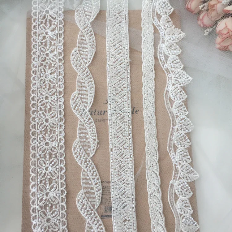 

High Quality Beaded Wedding Lace Veil Hairband Skirt Doll Clothes Accessories Lace Handmade Background Decoration Accessories