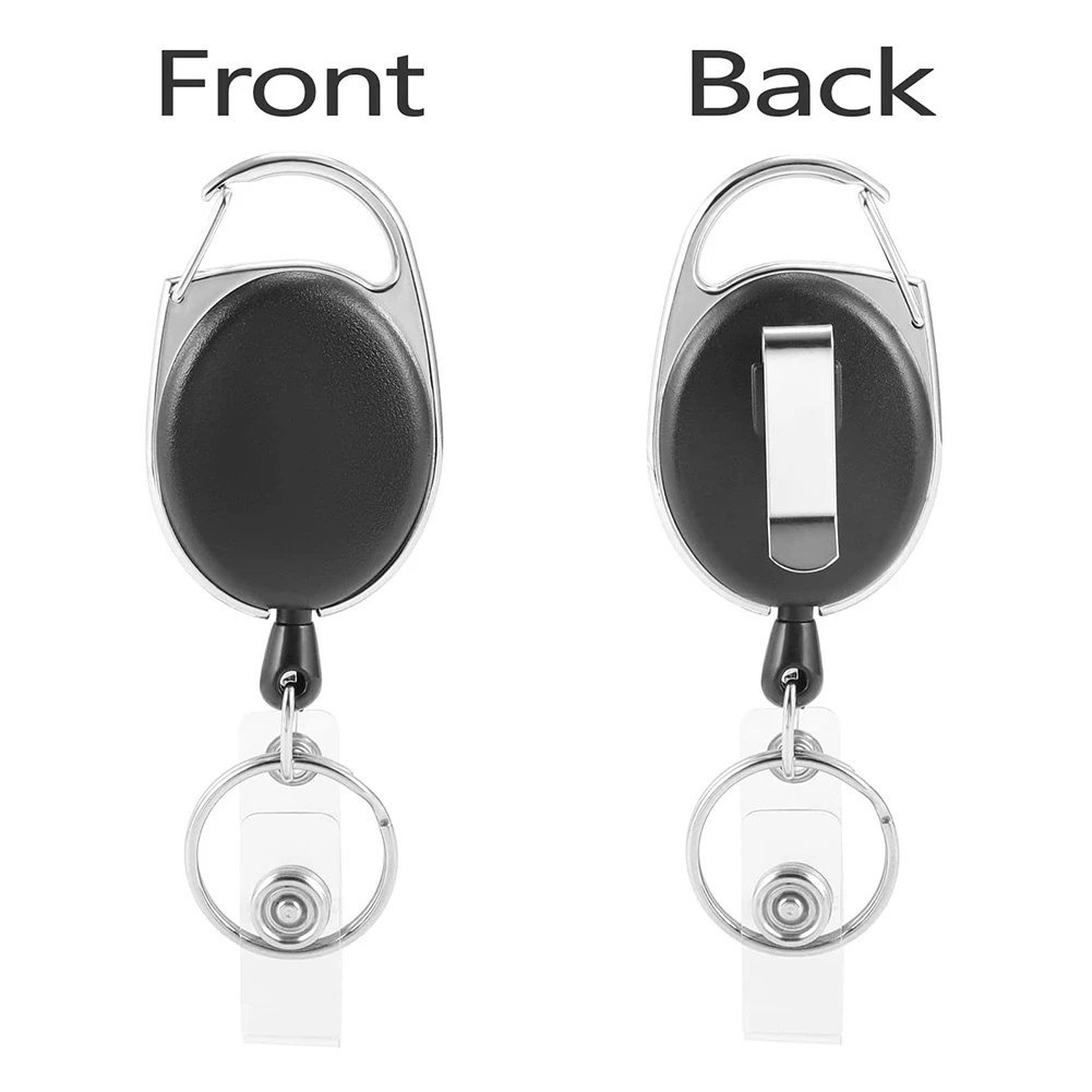 Superior-Extendable Key Fob, Set Of 4 ID Jojo Badge Reel With Vinyl Strap And Key Ring, Extendable Lanyard, Carabiner