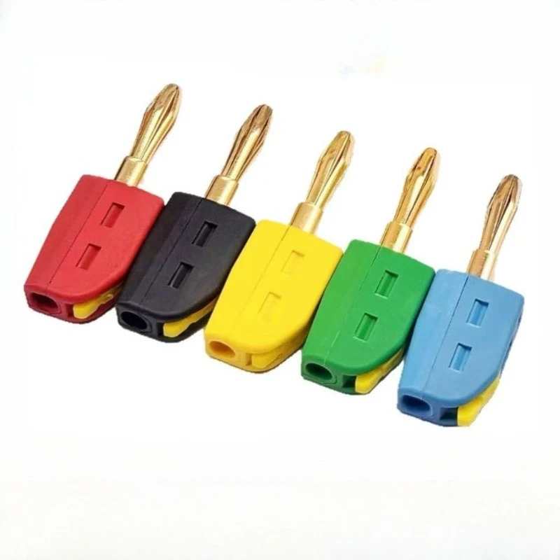 5PCS 32A 4mm Gold-plated Banana Connectors Plugs Solderless Quick Wire Connector Solderless Banana Plug Audio Speakers Amplifier