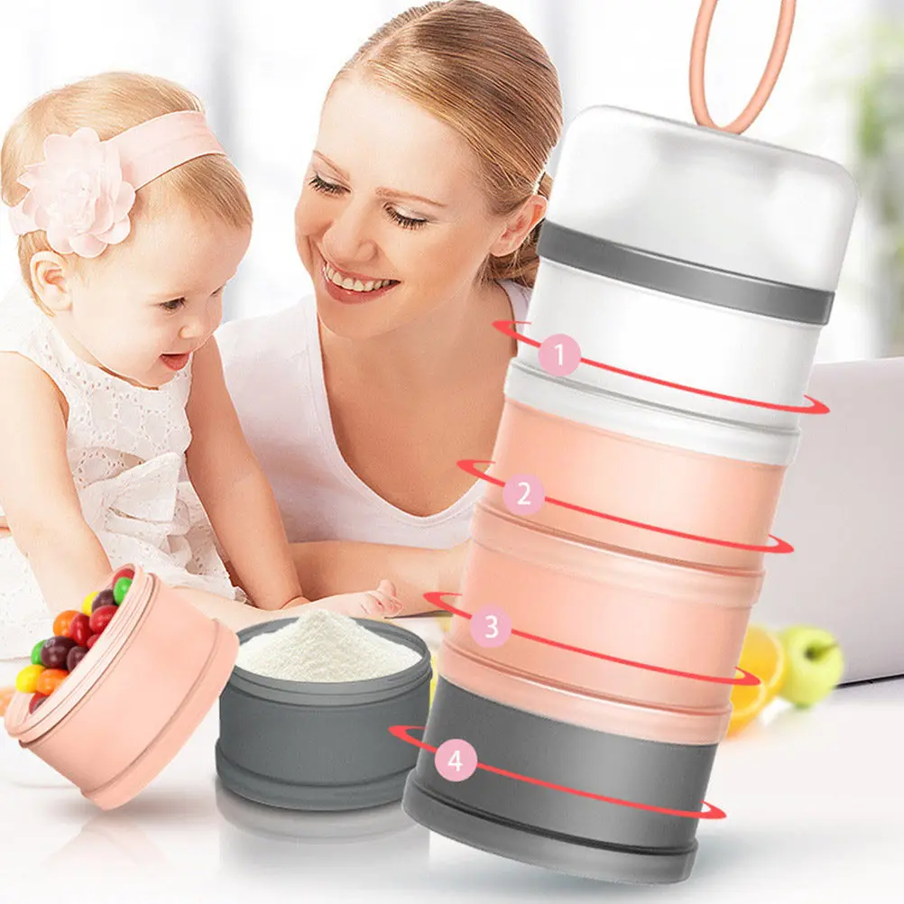 2Pcs Milk Powder Box Baby Food Organizer Stackable Storage Container Portable Detachable Milk Powder Dispenser for Travel