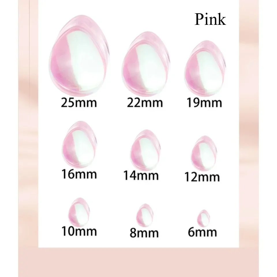 2 Stück Hochwertige Tropfenförmige Rosa Glas-Ohrkanal-Dehner Ohr-Expander Piercing-Schmuck 2g-1" – Detail 2
