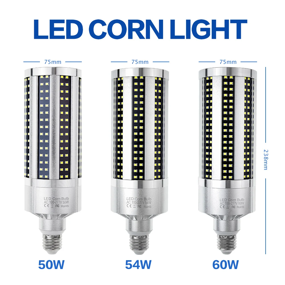 E27 Corn Light Bulb LED Candle Lamp No Flicker 220V Smart Ic Ampul LED E39 Corn Lamp 50W 54W 60W Chandelier Bulb Gym Warehouse