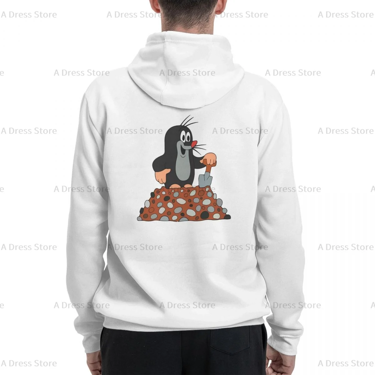 The Little Mole Polyester Two sided Hot stamping printing Men's Sweater,Unisex Vintage Pullover Hooded