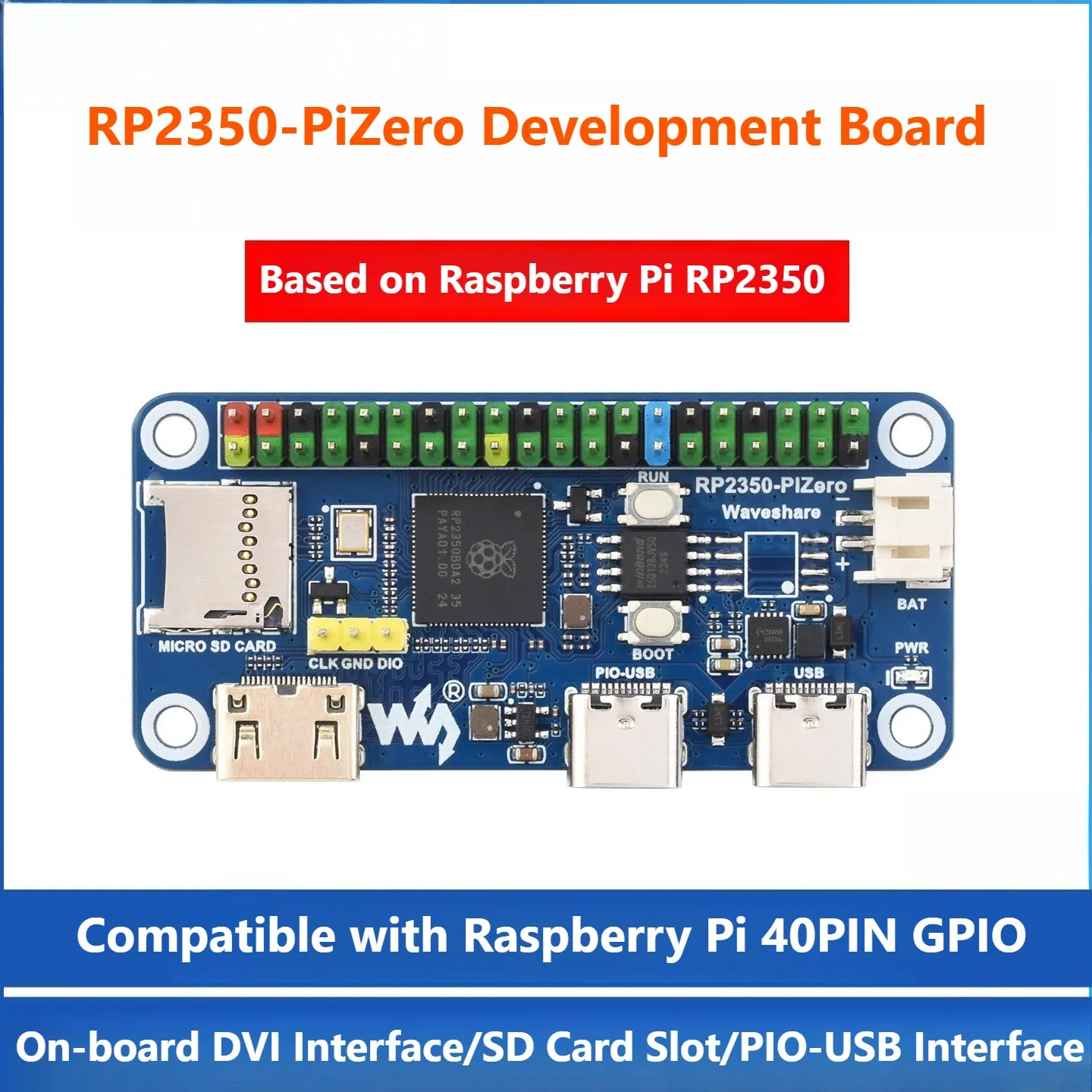 

Плата разработки Raspberry Pi RP2350, двухъядерный процессор, 40-контактный GPIO, совместимый с прямой заменой Pi Zero для проектов DIY