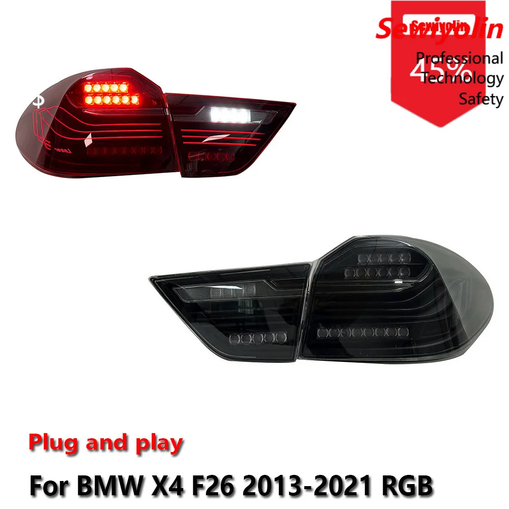 

Car LED Tail Light Assemblies For BMW X4 F26 2013-2021 RGB Auto Fog DRL Brake Turn Signal Lamp Plug And Play