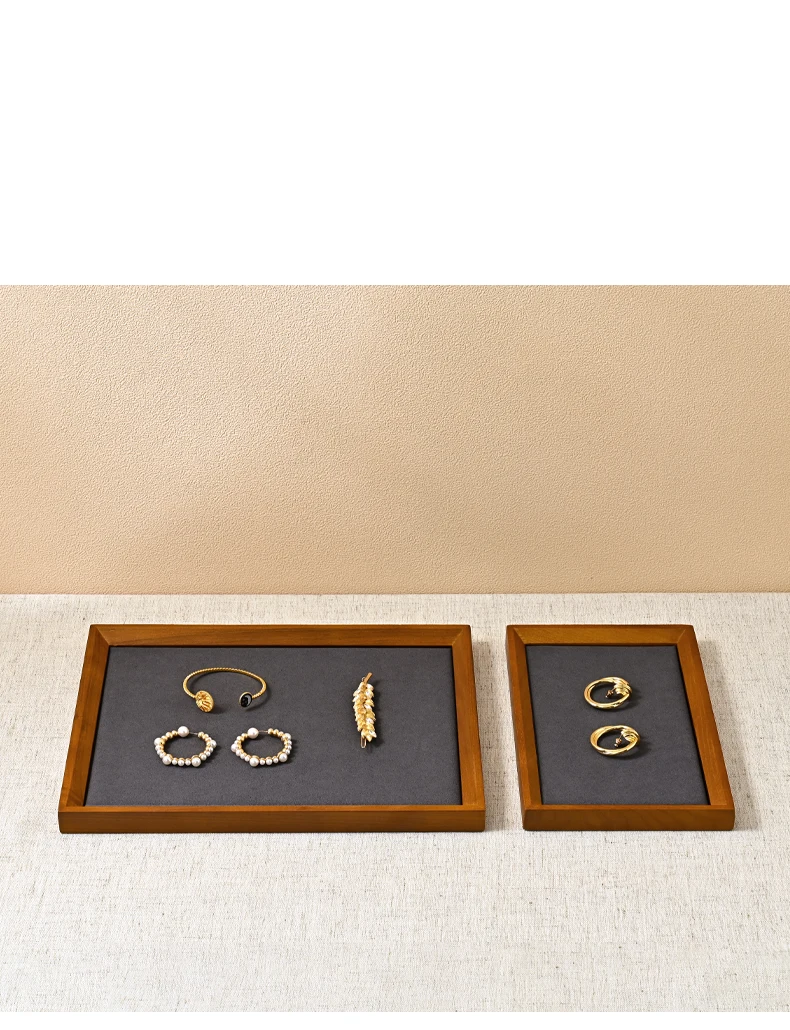 Oirlv Retro Solid Wood Jewelry Ring Jewelry Display Organizer Box Tray Holder Earring Jewelry Storage Case Showcase Drawer