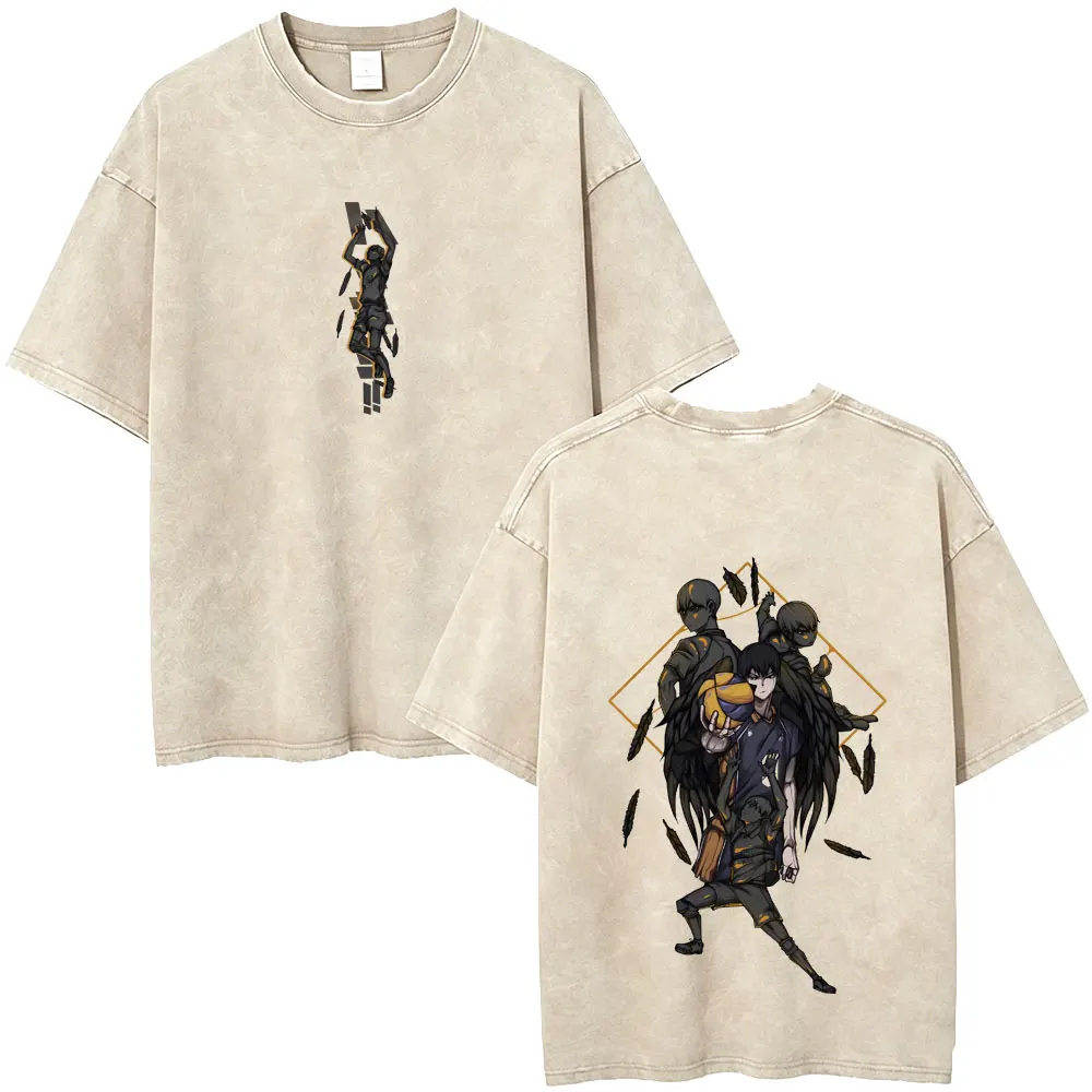 Washed Vintage Anime Haikyuu Tobio Kageyama Graphic T-shirt Men Manga Loose Oversized T Shirt Men's Casual High Quality T-shirts