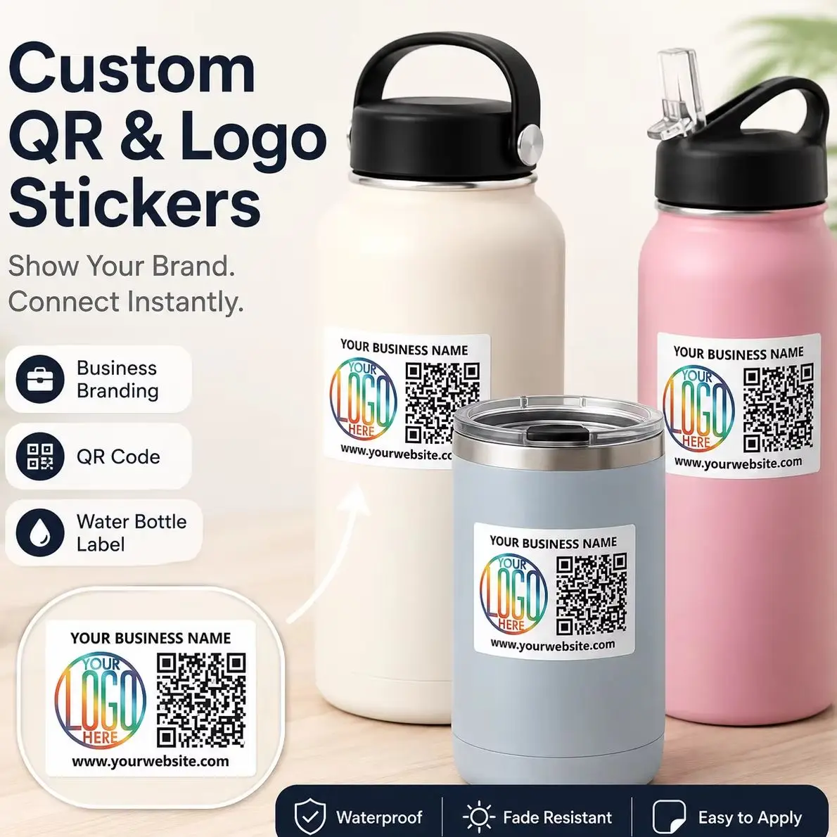 Customizable logo and QR code stickers, suitable for weddings, birthdays, parties, and events - personalize with your own design