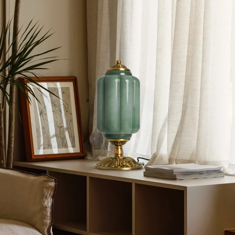 Nordic Milk Glass Table Lamp for Living Room Mood Lighting Vintage Bedroom Bedside Lamp Home Decoration Eloise Green Table Light