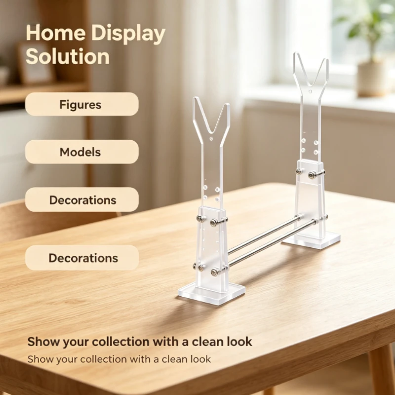 Universal Transparent Acrylic Ornament Display Rack Adjustable Holder for Long & Hand Style Hobby Models