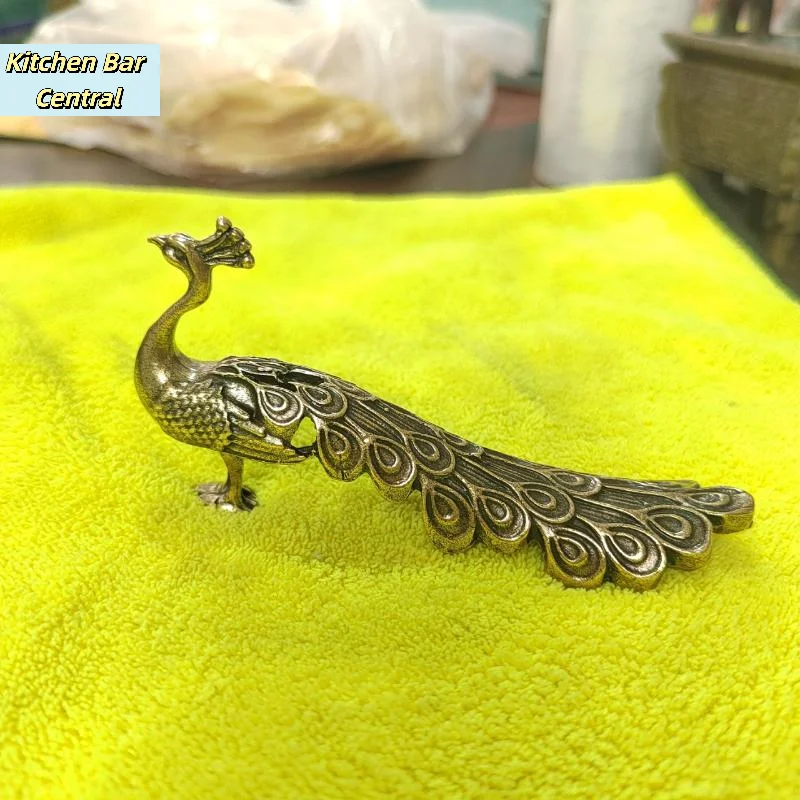 【1Pcs Animal Brass Ornament Peacock Ornament Home Decor Statue Figure Chinese Handicraft Home Office Decoration】