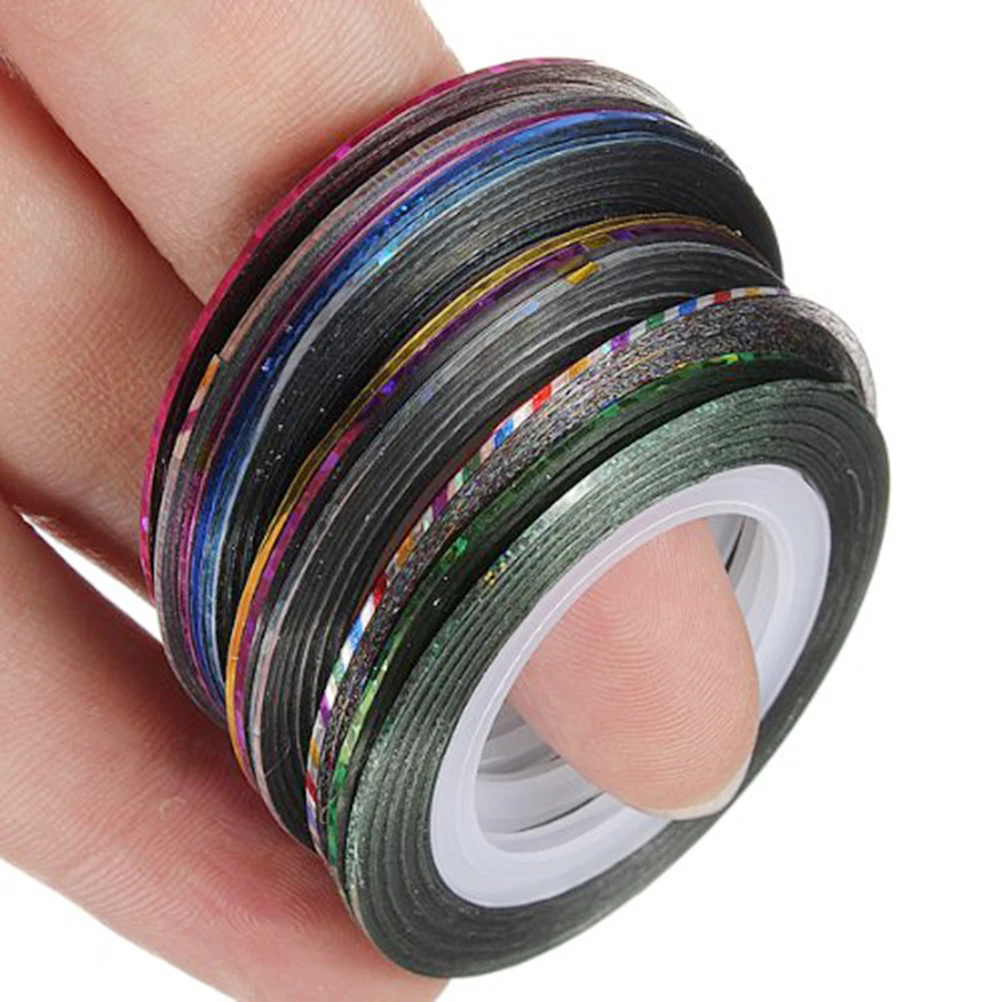 

1 set Art Line Stickers Tapes Decals Set Manicure Diy Tools For Women 30 Colors Self-Adhesive Sparkle Nail Decoration Tapes Nail