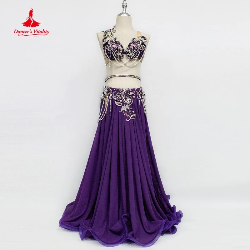 Belly Dance Competition Suit AB Stones Bra Skirt for Women Bellydancing Outfit Customized Adult Child Oriental Dance Clothing