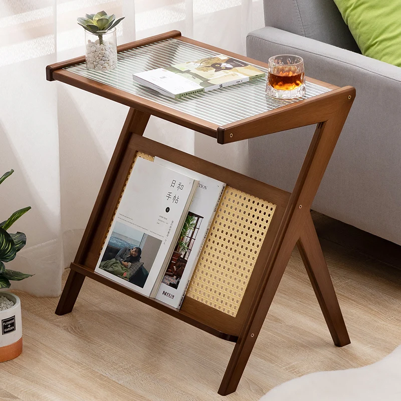 

Side table small coffee table sofa side cabinet Changhong glass small apartment round tea table