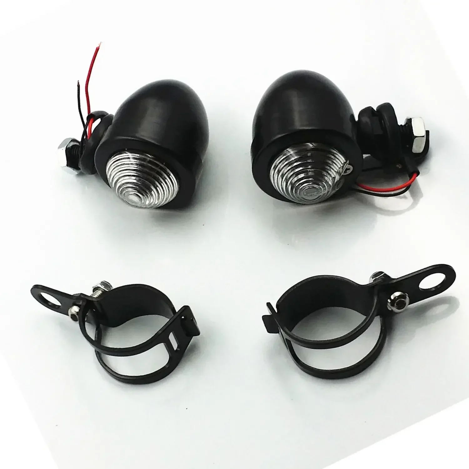 

Black/Clear Turn Signal Light Fork Clamp For Harley Honda Kawasaki Suzuki VT XL