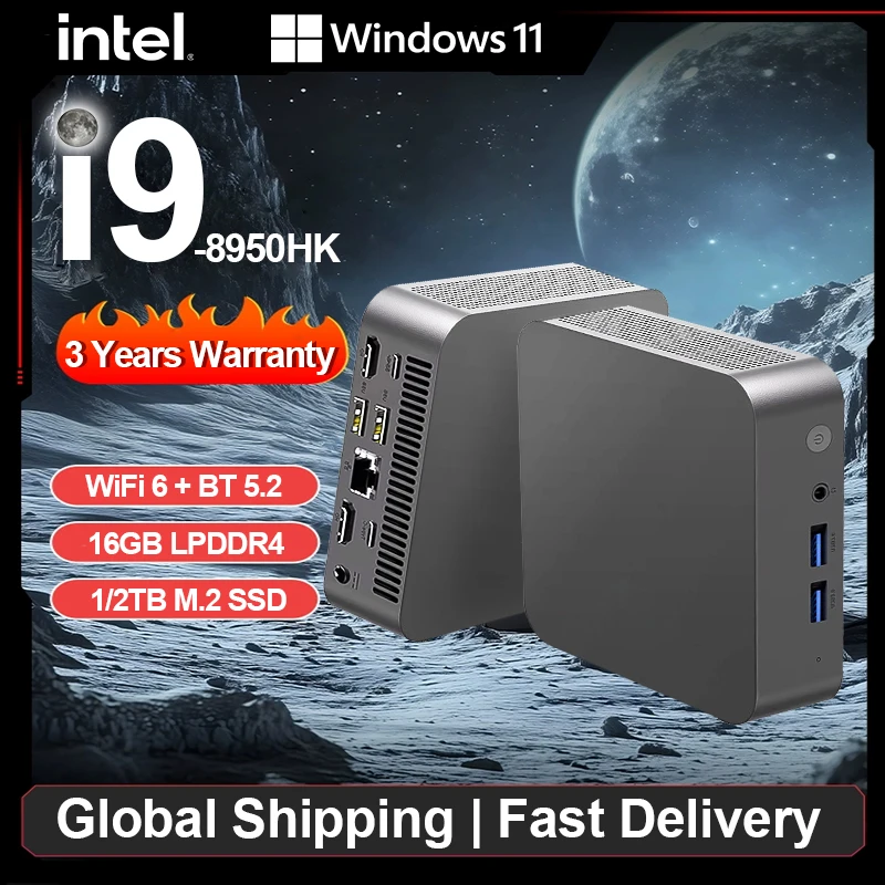 

2025 Мини-ПК i9 8950HK Игровой мини-компьютер Windows 11 Pro 16 ГБ DDR4 1 ТБ 2 ТБ M.2 SSD WiFi 6 UHD Графический настольный компьютер