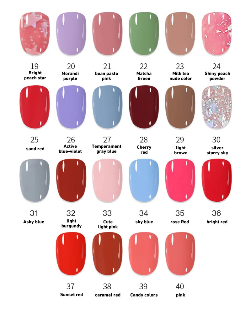 40 Colors No Bake Water-based Nail Polish Glitter Sequins Long-lasting Tearable Healthy Tearable Quick-drying Nude Nail Polish