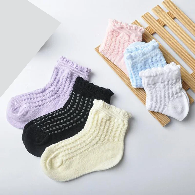 

3Pair/lot New Thin Summer Solid Color Baby Socks