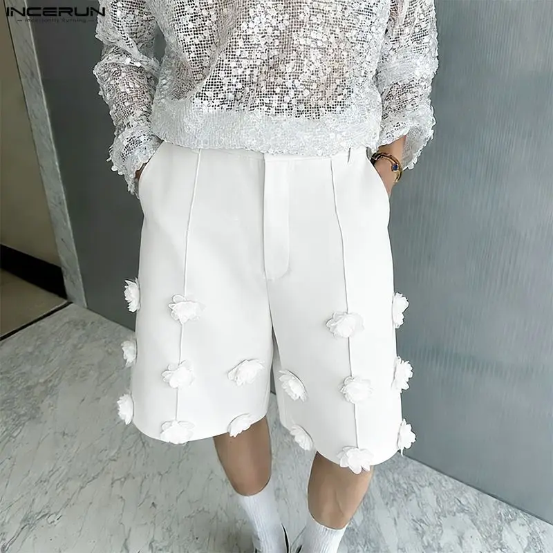 

INCERUN Men Shorts Flower Patchwork Button Joggers Men Bottoms Streetwear Loose 2026 Fashion Summer Casual Male Shorts S-5XL
