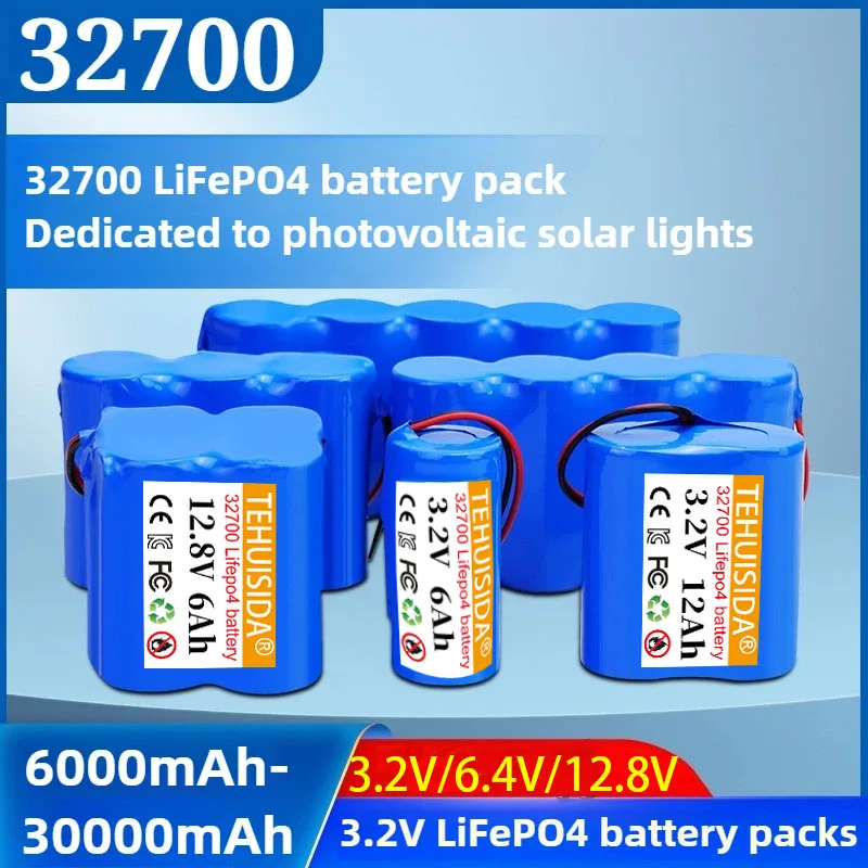 3.2V 30000mAh New 32700 LiFePO4 Battery Pack Lithium Iron Phosphate Battery for Solar Street Lights Outdoor Courtyard Lamp