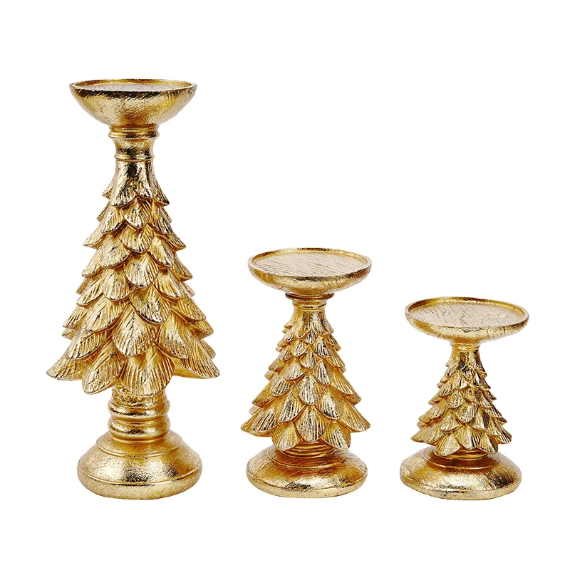 

Christmas Tree Candle Holder Ornament European Style Resin Candlestick Household Xmas Festive Atmosphere Desktop Decoration
