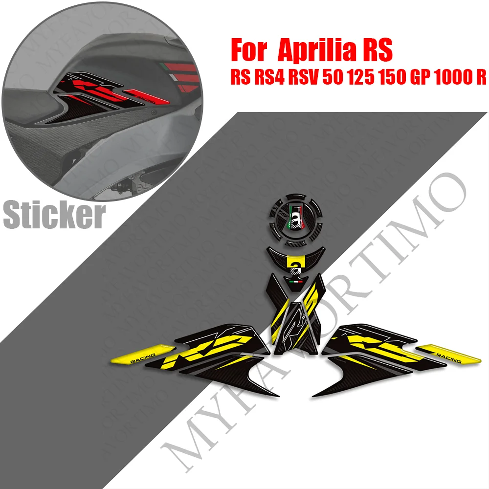 

For Aprilia RS RS4 RSV 50 125 150 GP 1000 R Factory Tank Pad Bike Cap Grips Gas Fuel Kit Knee Stickers Decals Protection