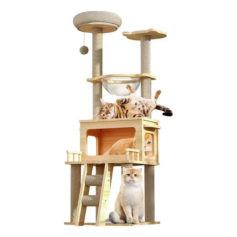 

Cat Scratch Tower Tall Cat Tower With Top Perch Clear Hammock Cat Condo Pet Activity Tree Modern Cat Tower For Sleeping Climbing