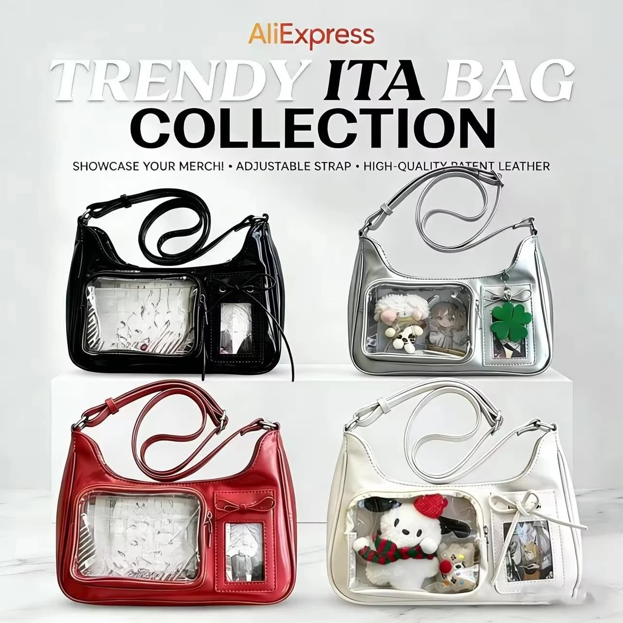 Y2k Harajuku Shoulder Bag Women Korean Transparent Ita Bag School Crossbody Bag Female Japanese Designer Preppy Handbag Purse