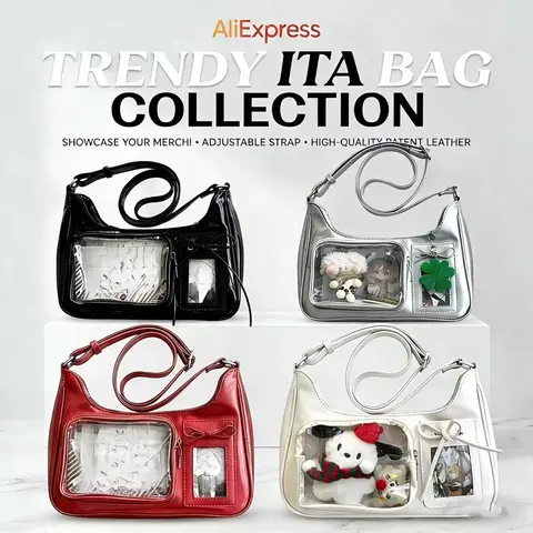 Y2k Harajuku Shoulder Bag Women Korean Transparent Ita Bag School Crossbody Bag Female Japanese Designer Preppy Handbag Purse