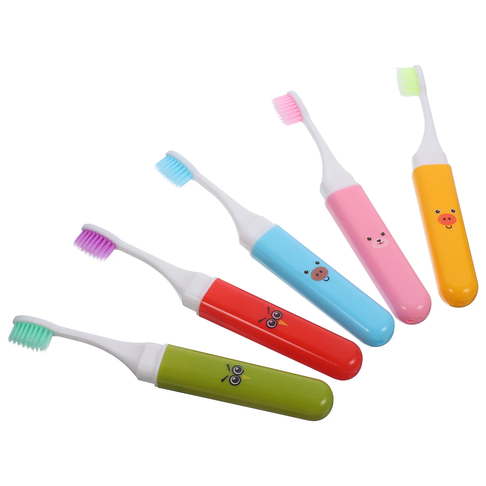 5 Pcs Children's Folding Toothbrush Travel Convenient Kids Toothbrushes Foldable Plastic Mini Teeth Accessories