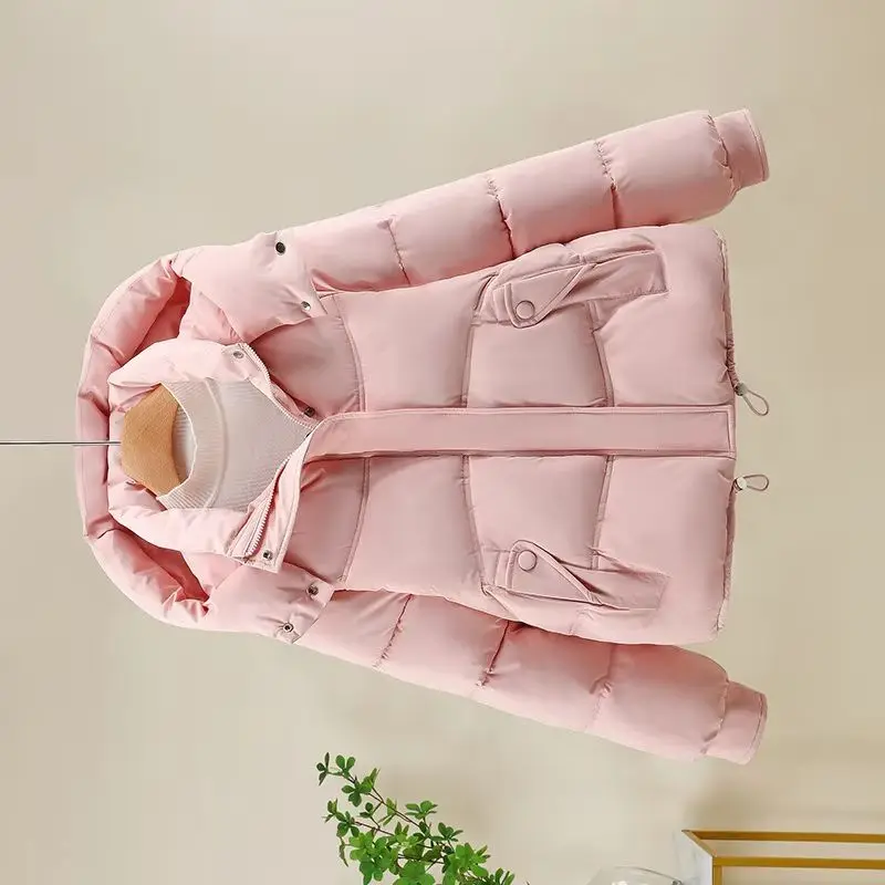 

Новинка 2025, зимняя пуховая хлопковая куртка, женская корейская свободная повседневная куртка с капюшоном, женская парка, теплая верхняя одежда, пальто для женщин